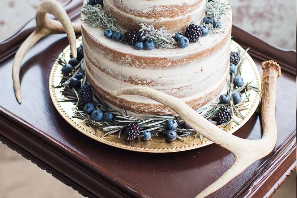 Blueberry naked wedding cake