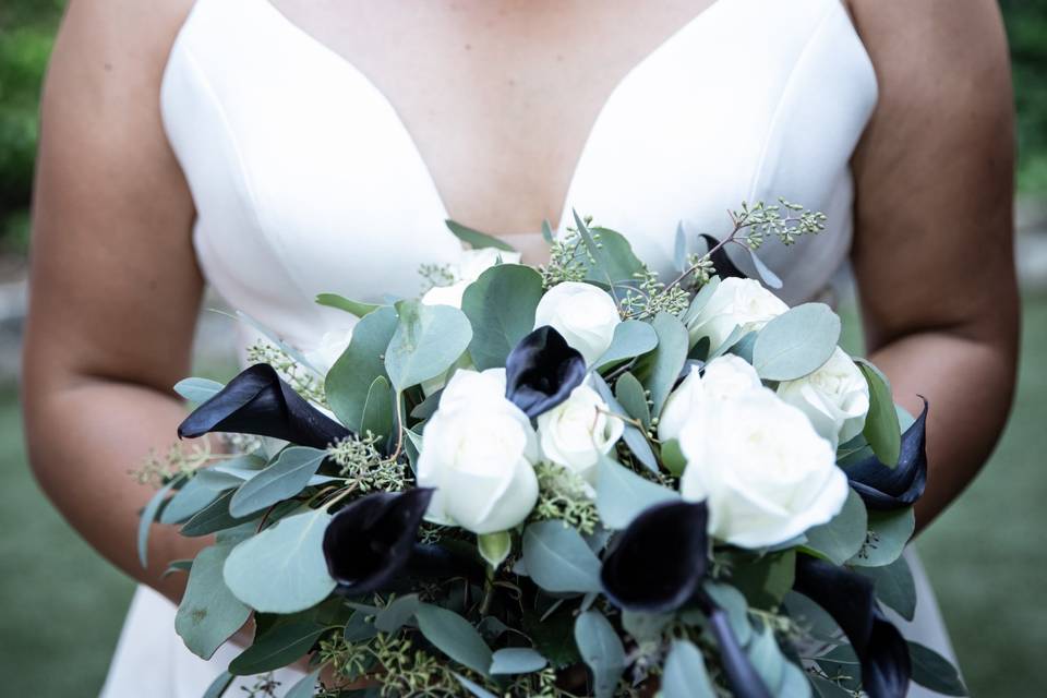 Holding bouquet