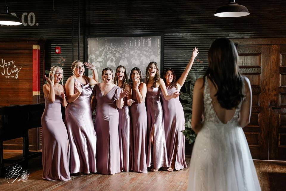 First look with Bridesmaids