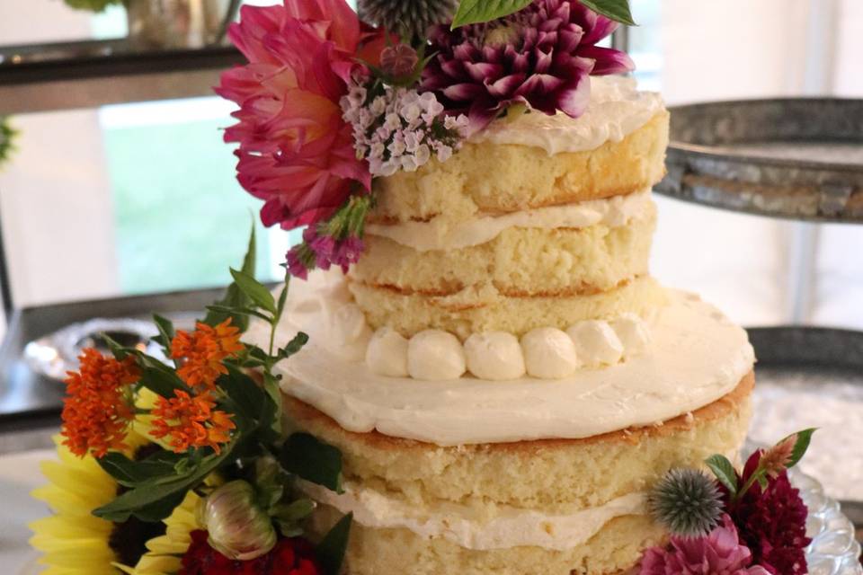 Floral Naked Wedding Cake