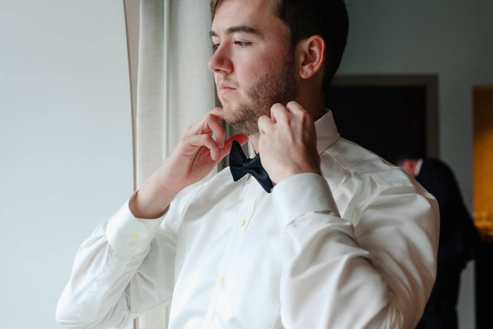 Groom getting ready