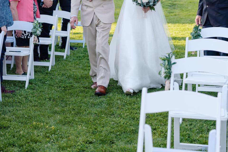 Bride walking down aisle
