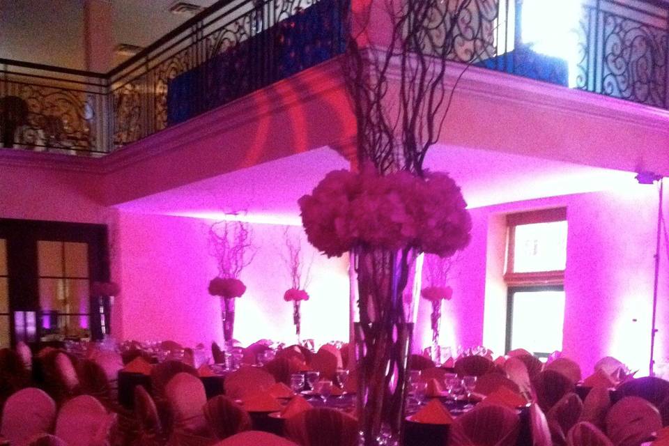 Table set-up with centerpiece