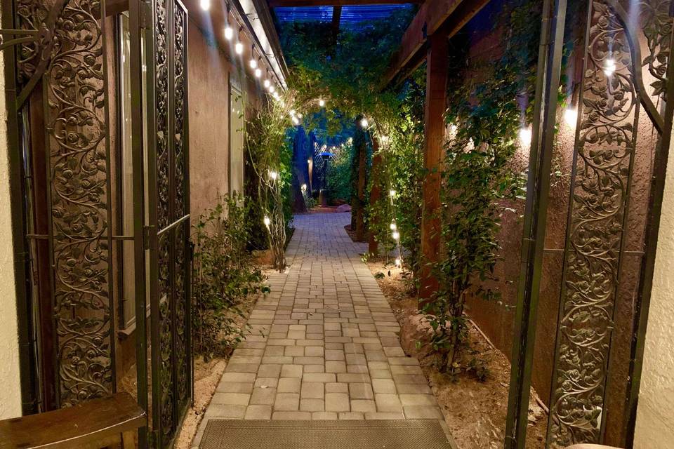 Ivy-lined walkway