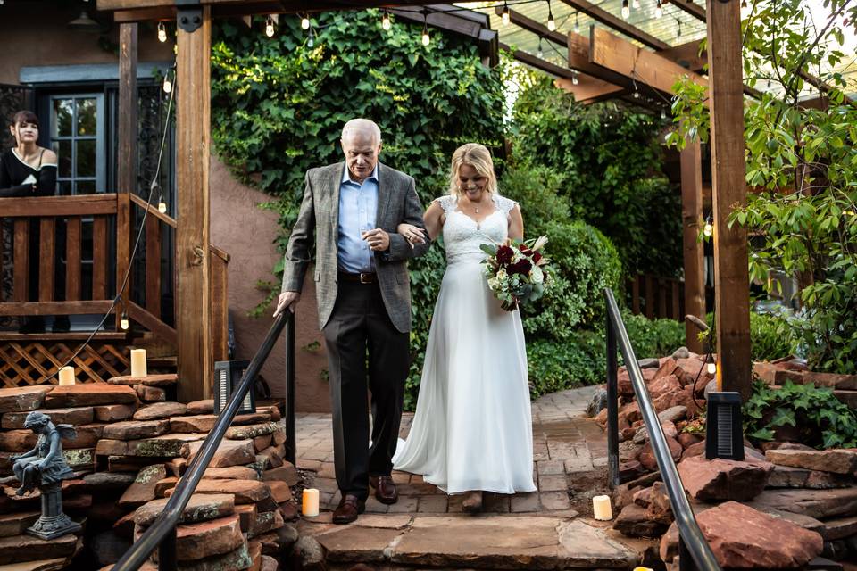 Bride Walking Down Stairs
