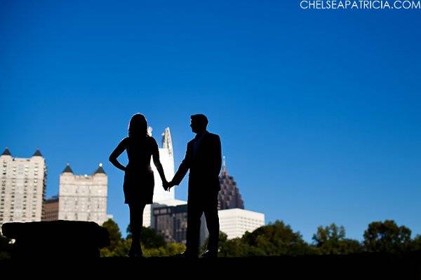 atlanta skyline, atlanta engagement, silhouette, piedmont park