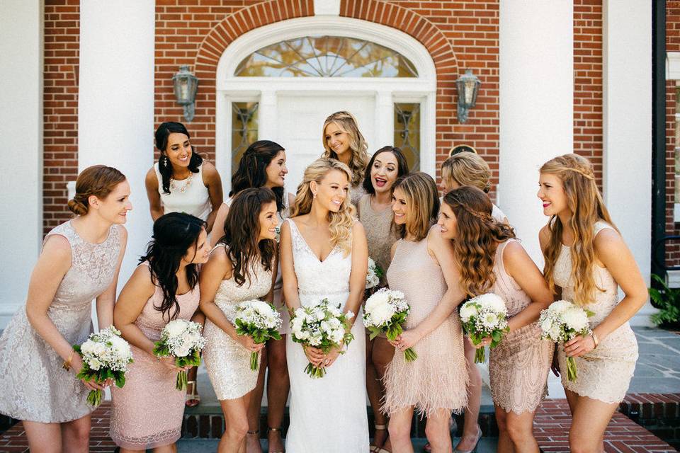 Bride and her bridesmaids