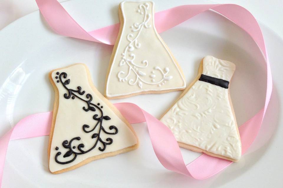 Bridesmaid dress cookies are the perfect thank you gifts for your hardworking girls.