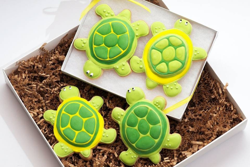 Turtles represent longevity, which is what we all hope for with each passing year.  Celebrate your birthday with these special good luck charms!  Turtle cookies are available individually or as cookie gift sets.