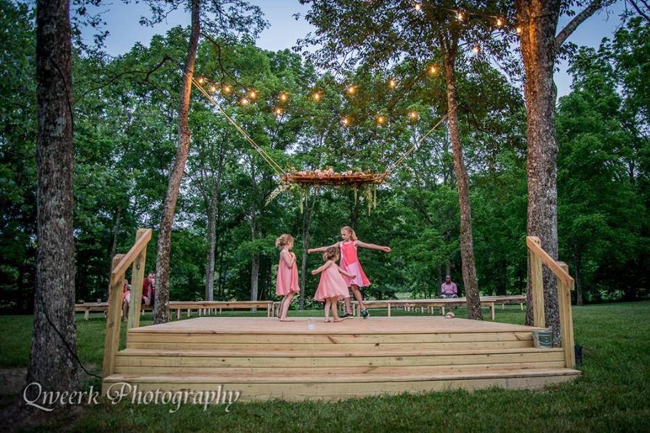 Children playing at the center stage