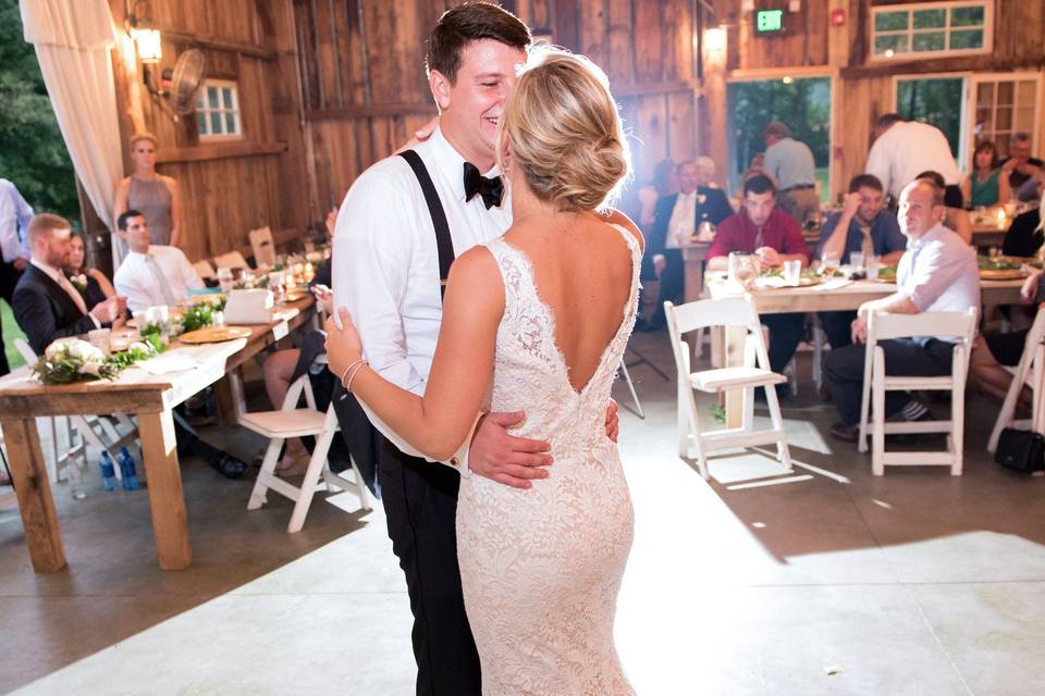 Couple dancing under a spotlight