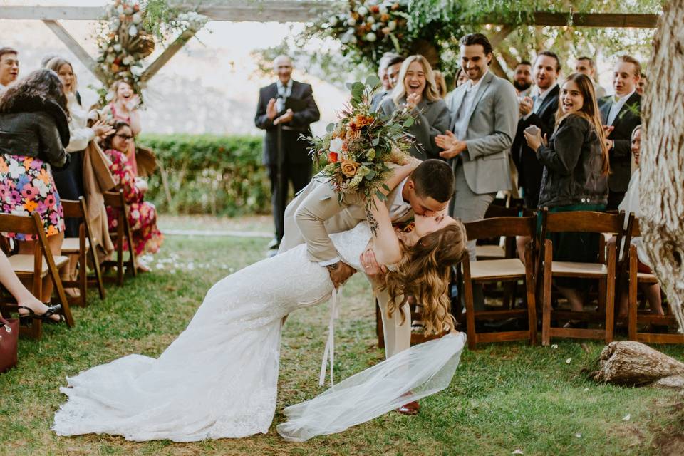 Boho Ceremony First Kiss