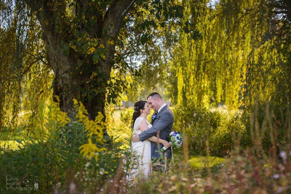 Newlyweds in the forest