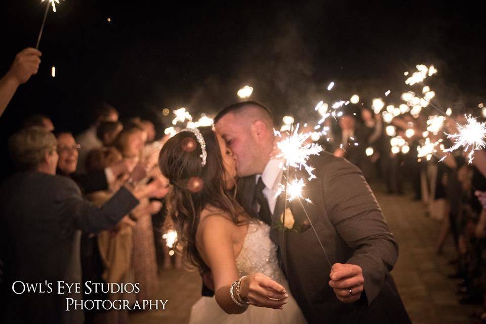 Newlyweds kissing