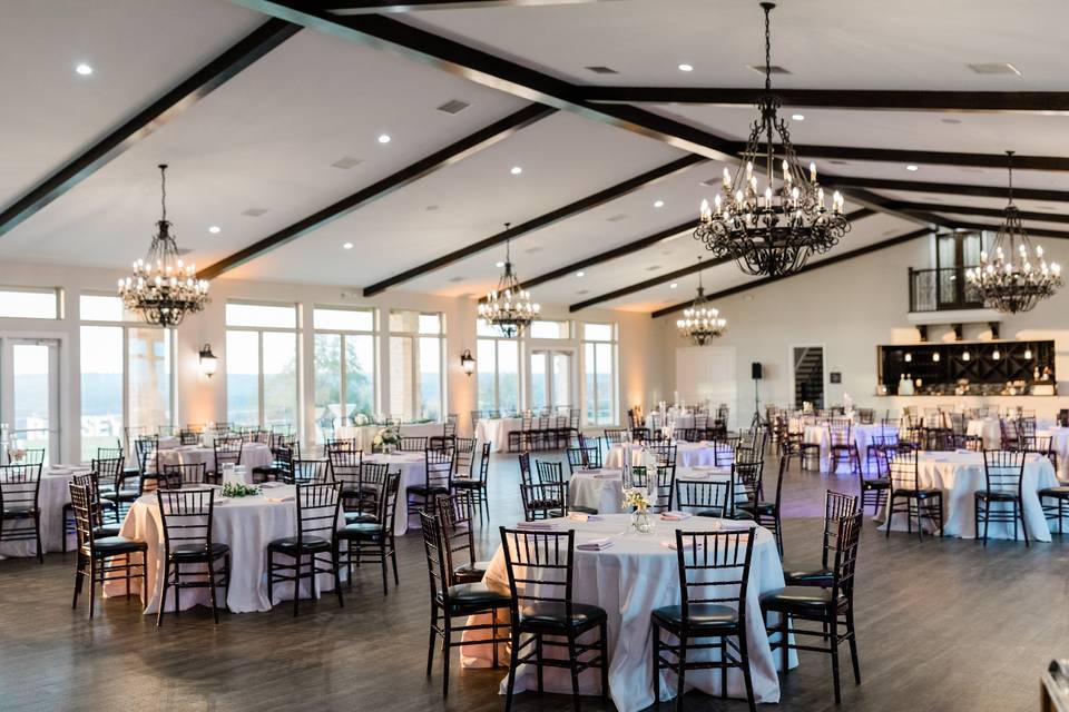 Brightly lit ballroom