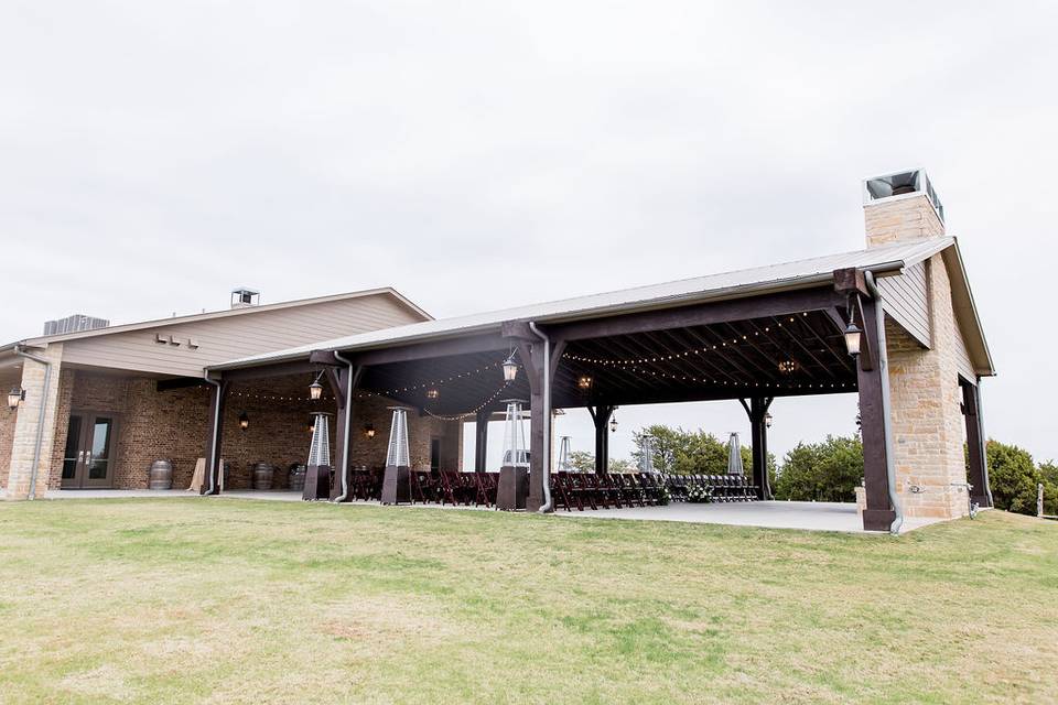 Covered patio with heaters