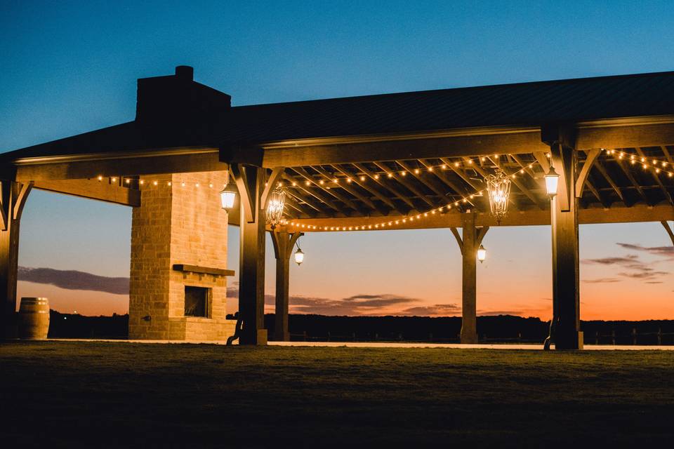 The patio chapel at night