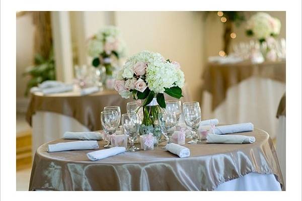 Reception table and floral centerpiece