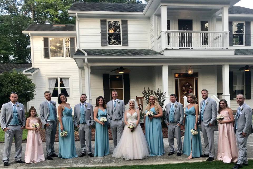 Baby blue and pink wedding