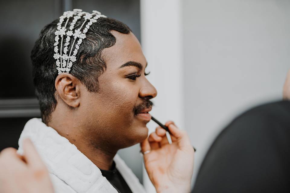 Groom getting ready