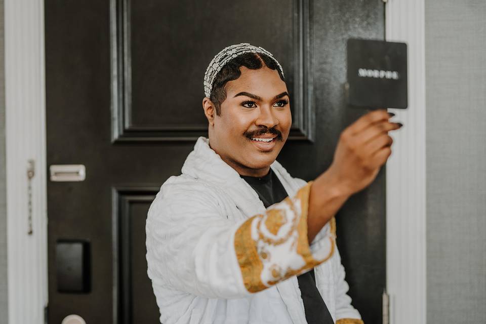 Groom getting ready