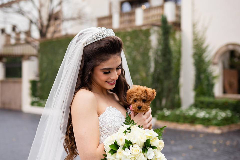Bridals with cute puppy