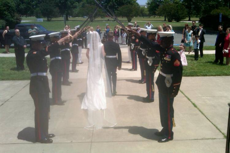 Newlyweds crossing