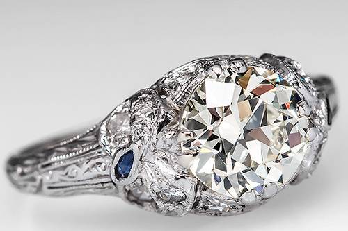 Antique Diamond Engagement Ring Platinum Art Deco 1930's