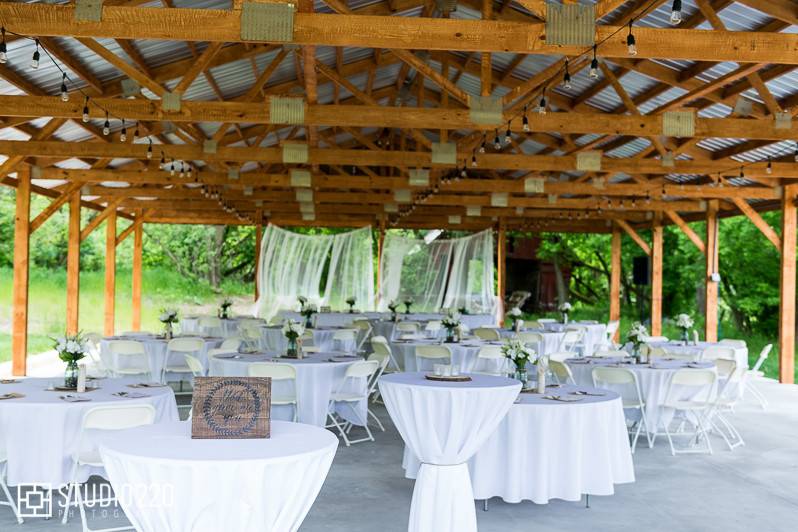 White tables and chairs