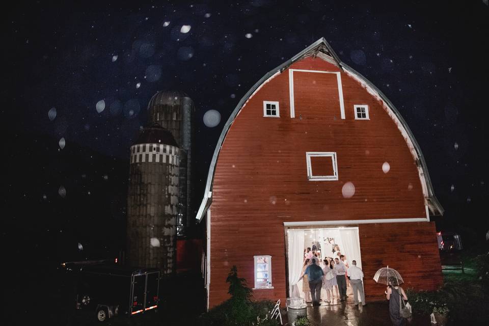 Barn at night