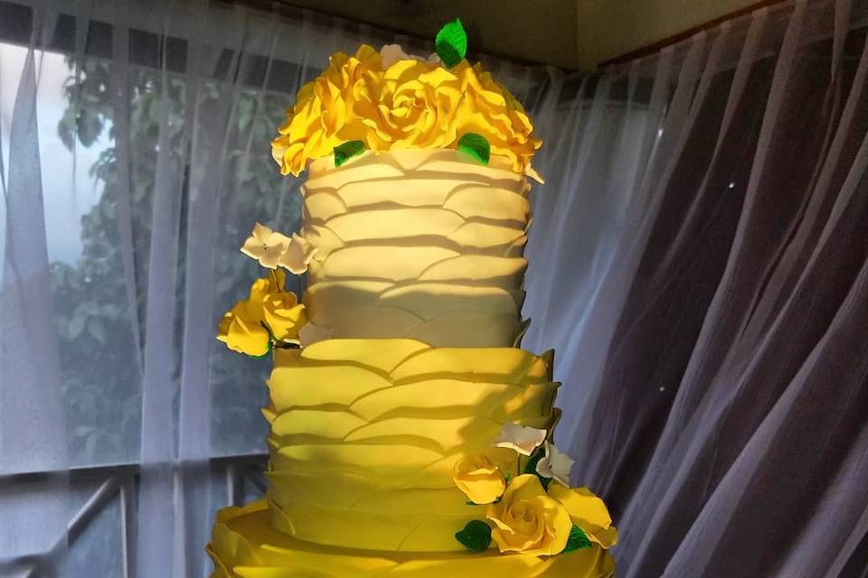 Shades of yellow ruffled cake