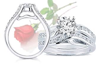 Diamond engagement ring and wedding band from Novori.