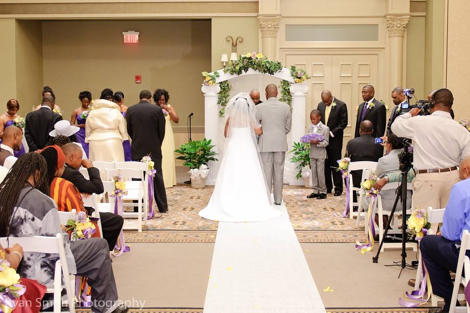 The indoor nautilus ballroom may be transformed into a beautiful wedding ceremony setting.