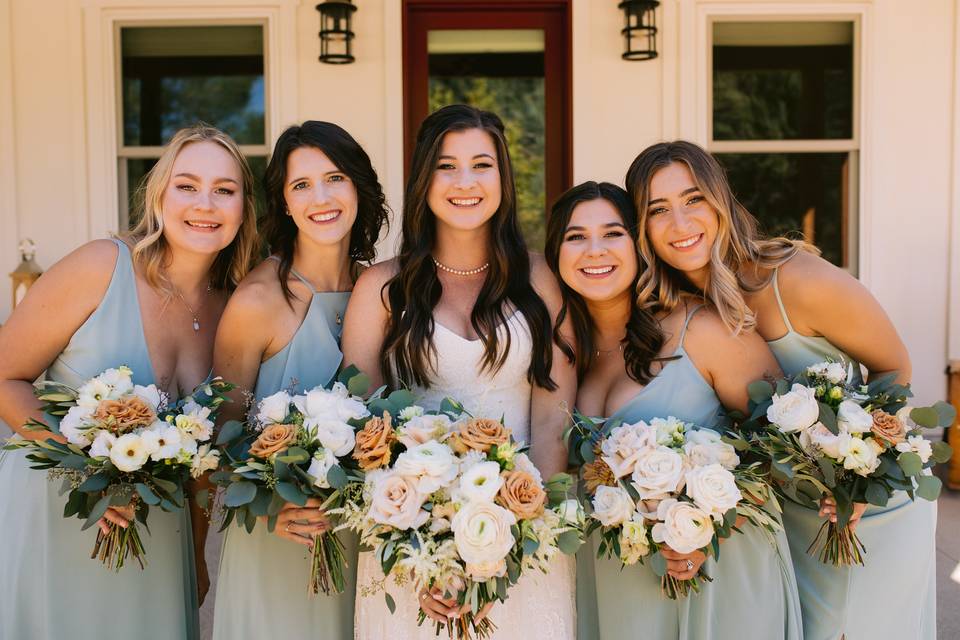 Bride and bridesmaids