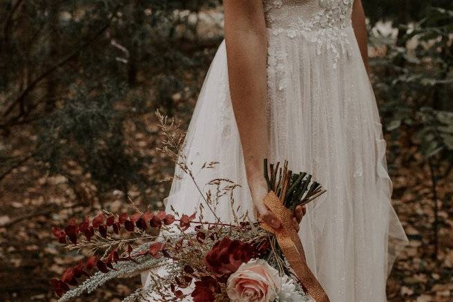 Bride and bouquet