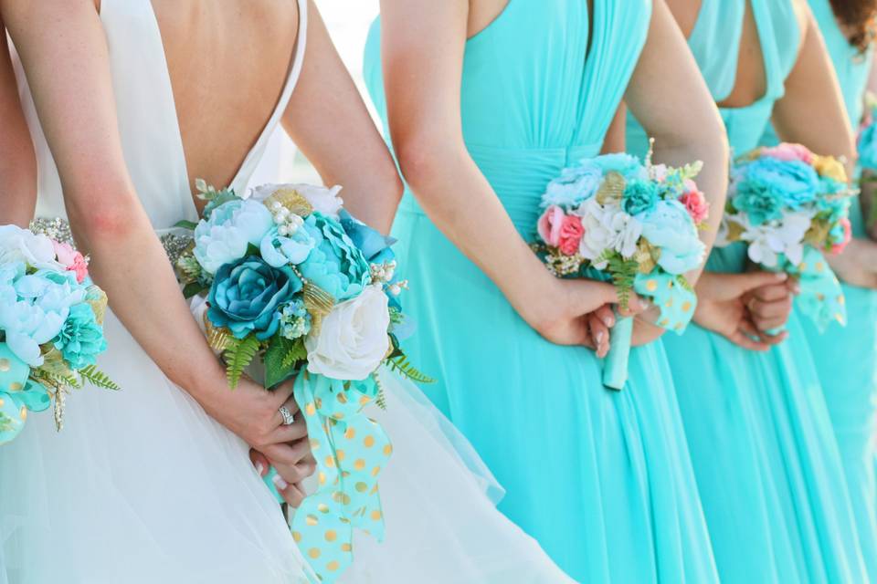 Bride and bridesmaids