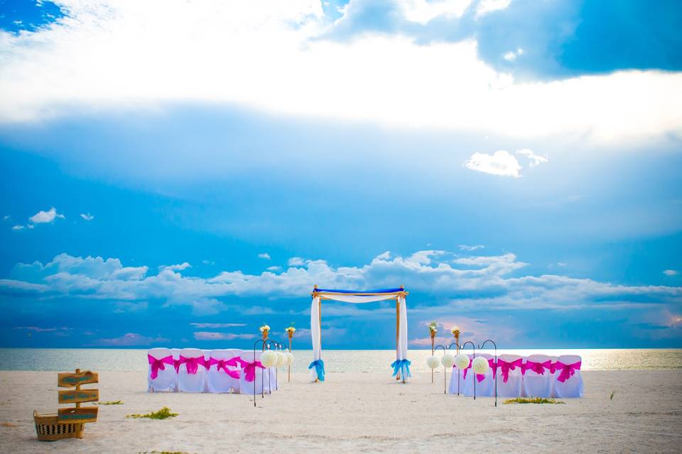 Beach wedding setup