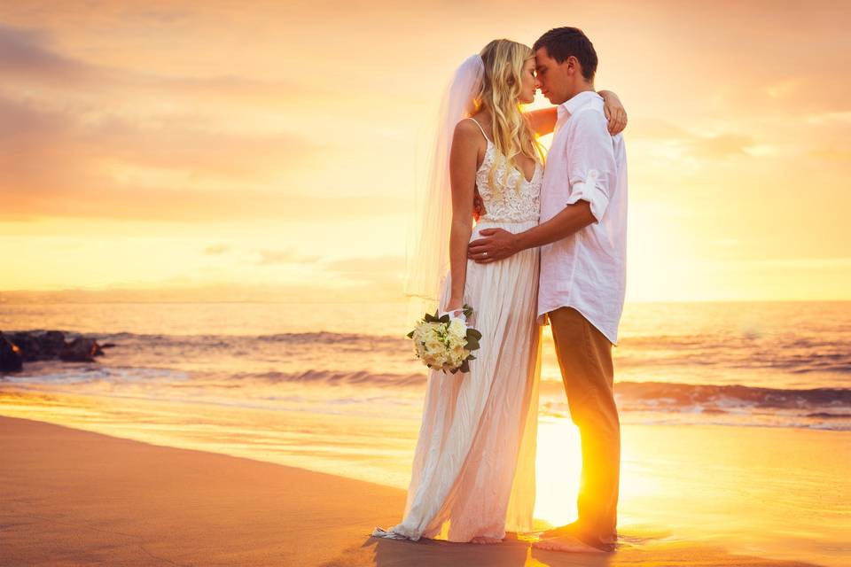 Beach wedding aisle