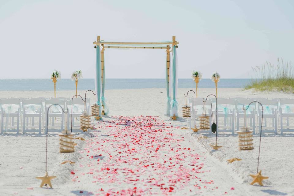 Beach wedding aisle