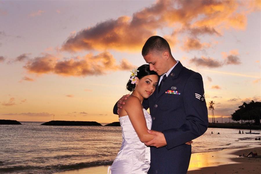 Military beach wedding