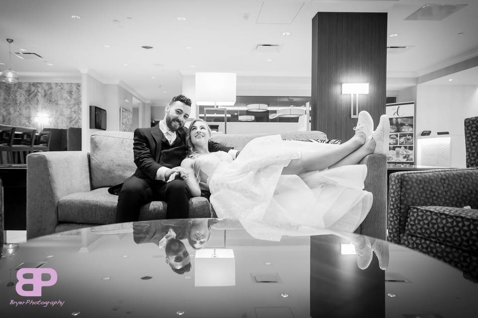 Couple portrait in lobby