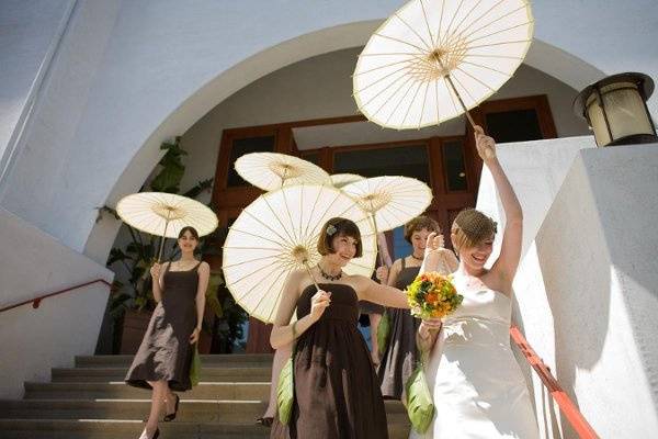 The bride with her bridesmaids