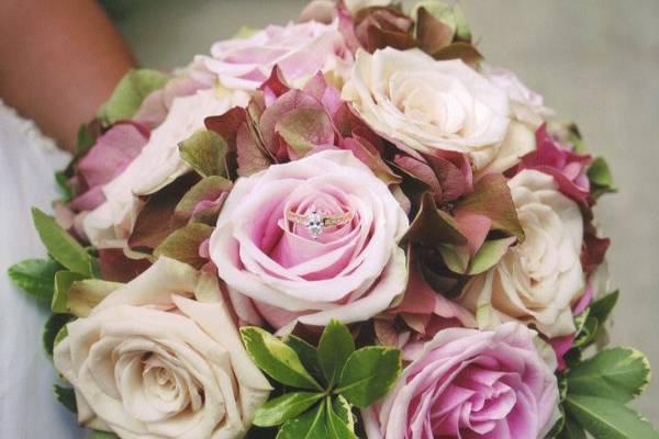 Antique Hydrangea and Rose Bouquet