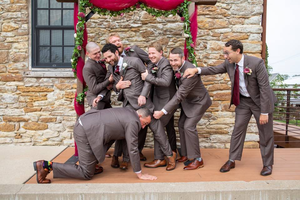 Groom trying to get away
