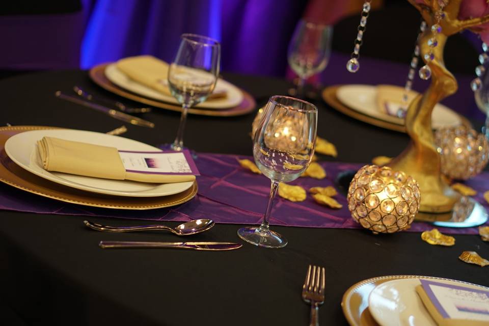 Rich purple table decor