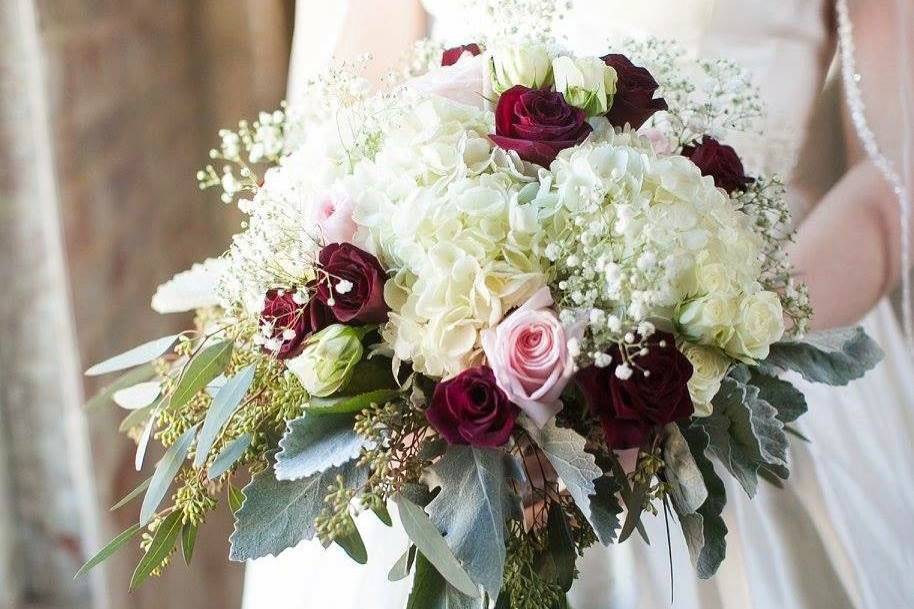 The bride holding her bouquet