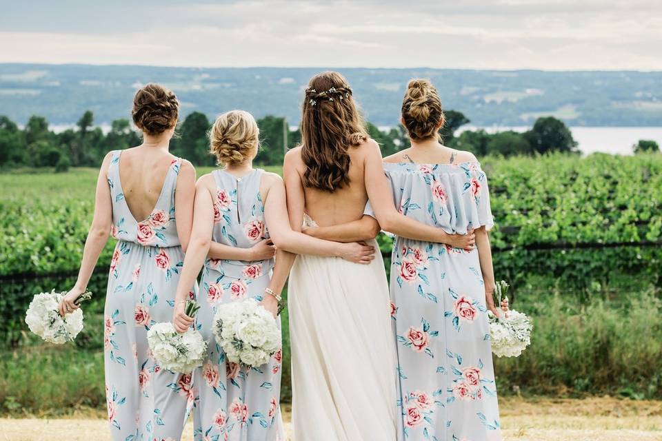Bridesmaids at the vineyard