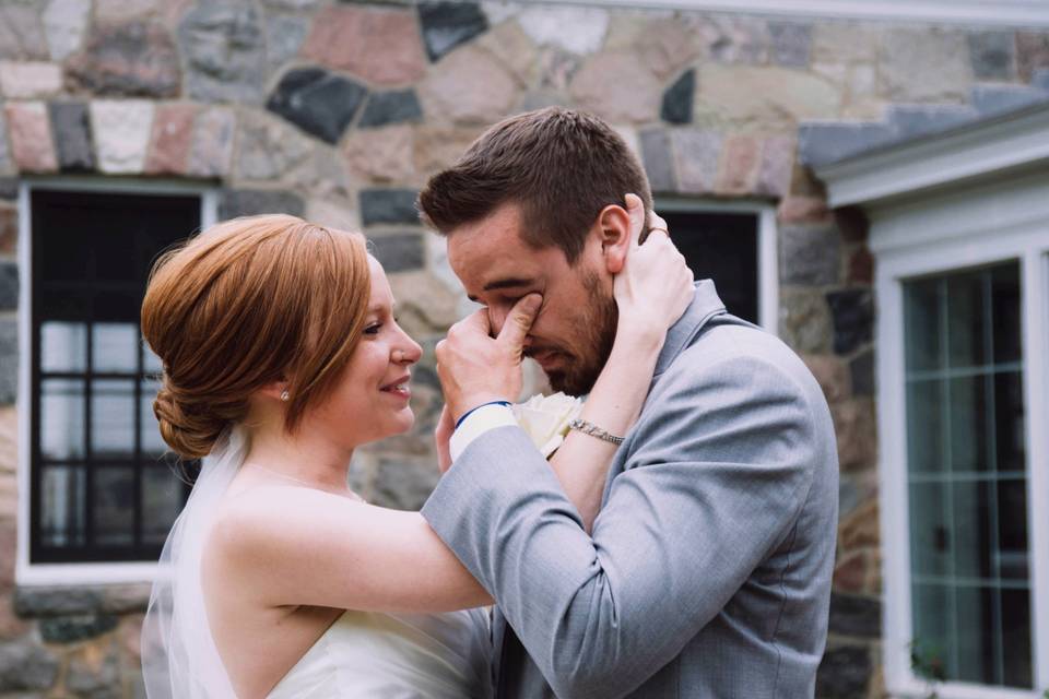 First Look: groom's reaction