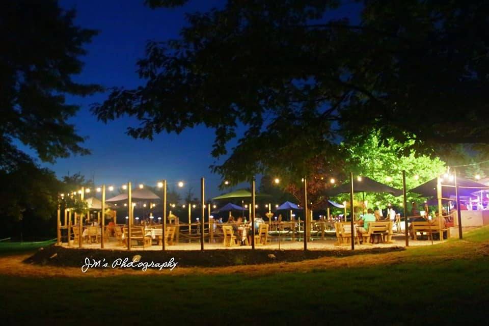 Evening pond at night