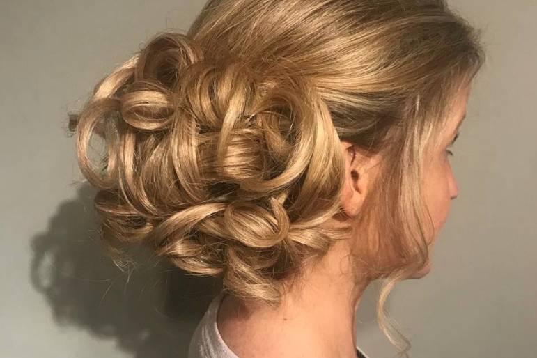 Soft curly updo for wedding
